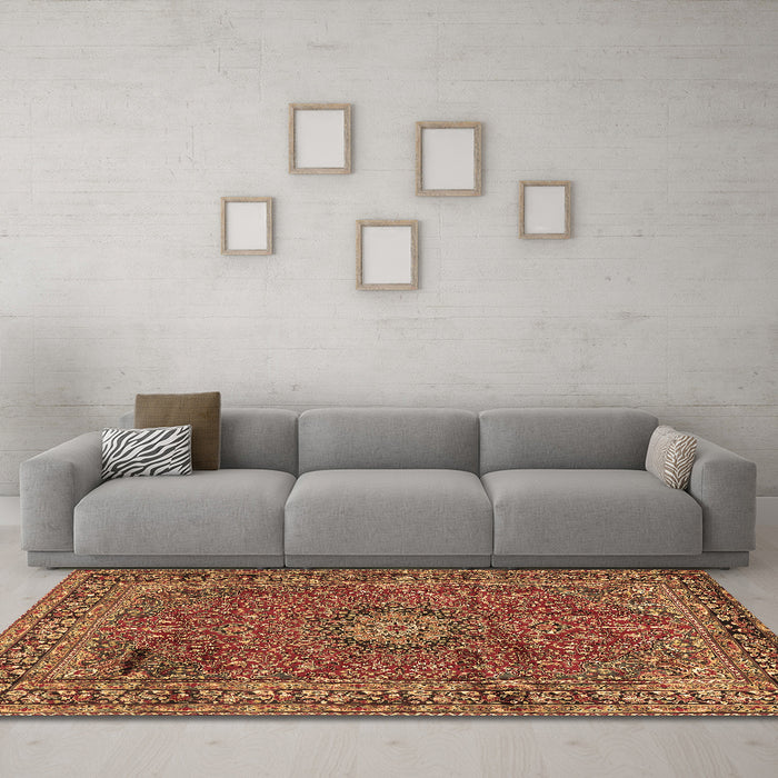 Machine Washable Persian Brown Traditional Rug in a Living Room,, wshtr2651brn