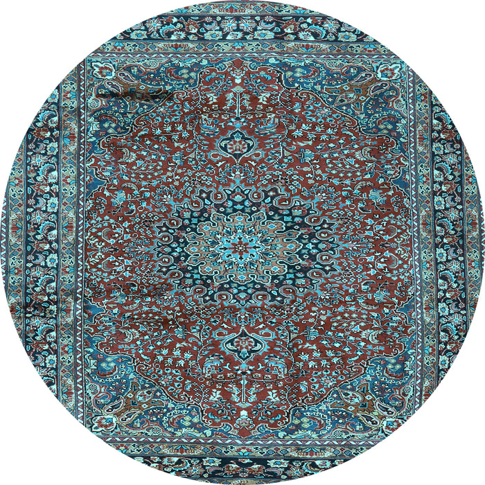 Round Persian Light Blue Traditional Rug, tr2651lblu