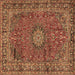 Square Machine Washable Persian Brown Traditional Rug, wshtr2651brn