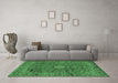 Machine Washable Persian Emerald Green Traditional Area Rugs in a Living Room,, wshtr2651emgrn