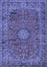 Machine Washable Persian Blue Traditional Rug, wshtr2651blu