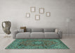 Machine Washable Persian Turquoise Traditional Area Rugs in a Living Room,, wshtr2651turq