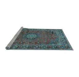 Sideview of Machine Washable Persian Light Blue Traditional Rug, wshtr2651lblu