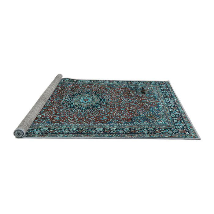 Sideview of Machine Washable Persian Light Blue Traditional Rug, wshtr2651lblu