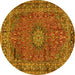 Round Machine Washable Persian Yellow Traditional Rug, wshtr2651yw