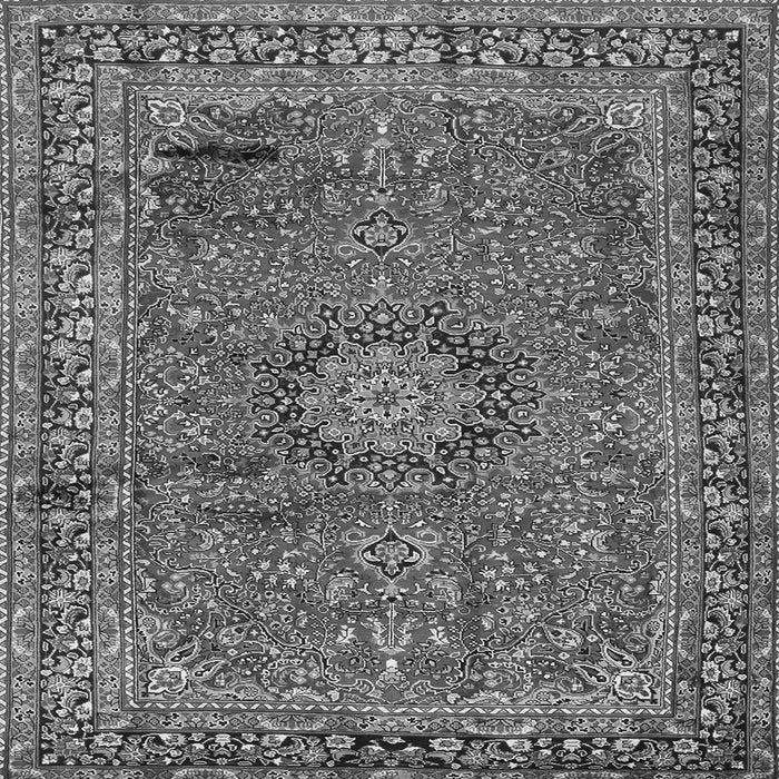 Round Machine Washable Persian Gray Traditional Rug, wshtr2651gry