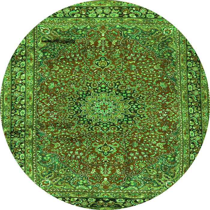 Square Persian Green Traditional Rug, tr2651grn