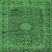 Square Machine Washable Persian Emerald Green Traditional Area Rugs, wshtr2651emgrn