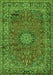 Serging Thickness of Machine Washable Persian Green Traditional Area Rugs, wshtr2651grn