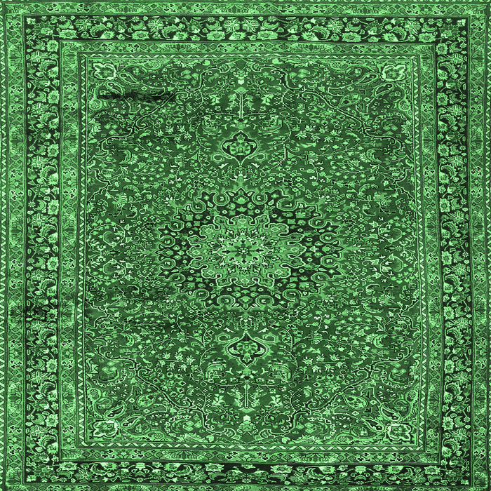 Square Persian Emerald Green Traditional Rug, tr2651emgrn