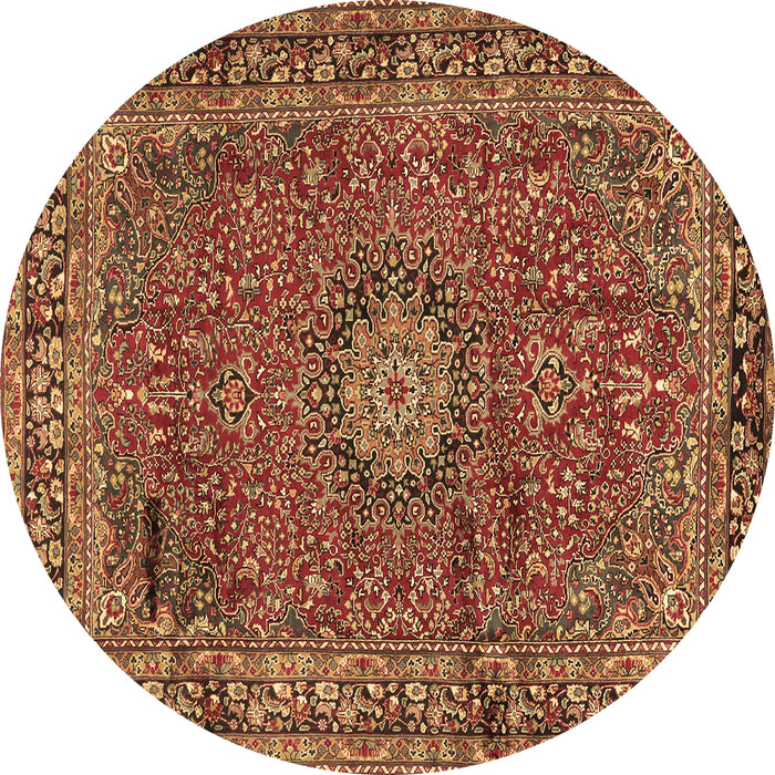 Round Persian Brown Traditional Rug, tr2651brn