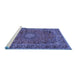 Sideview of Machine Washable Persian Blue Traditional Rug, wshtr2651blu