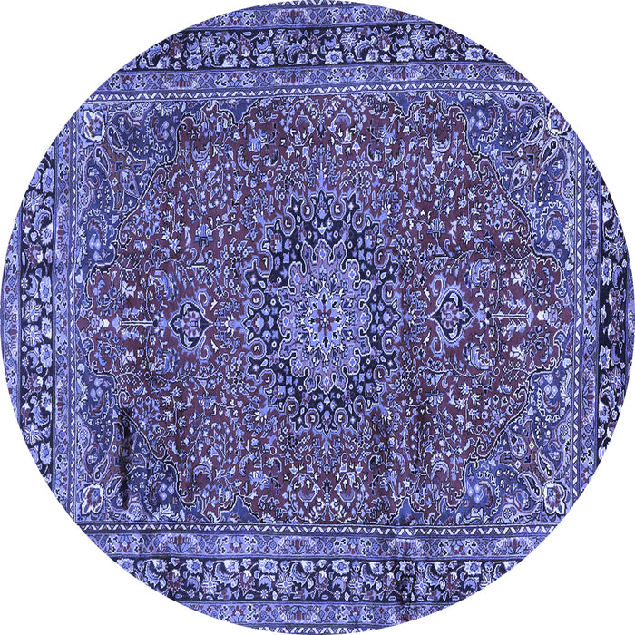 Round Persian Blue Traditional Rug, tr2651blu