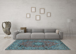 Machine Washable Persian Light Blue Traditional Rug in a Living Room, wshtr2651lblu