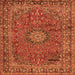 Round Machine Washable Persian Orange Traditional Area Rugs, wshtr2651org