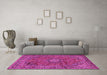 Machine Washable Persian Pink Traditional Rug in a Living Room, wshtr2651pnk