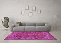 Machine Washable Persian Pink Traditional Rug, wshtr2651pnk