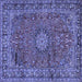 Square Machine Washable Persian Blue Traditional Rug, wshtr2651blu