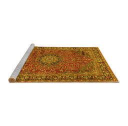 Sideview of Machine Washable Persian Yellow Traditional Rug, wshtr2651yw