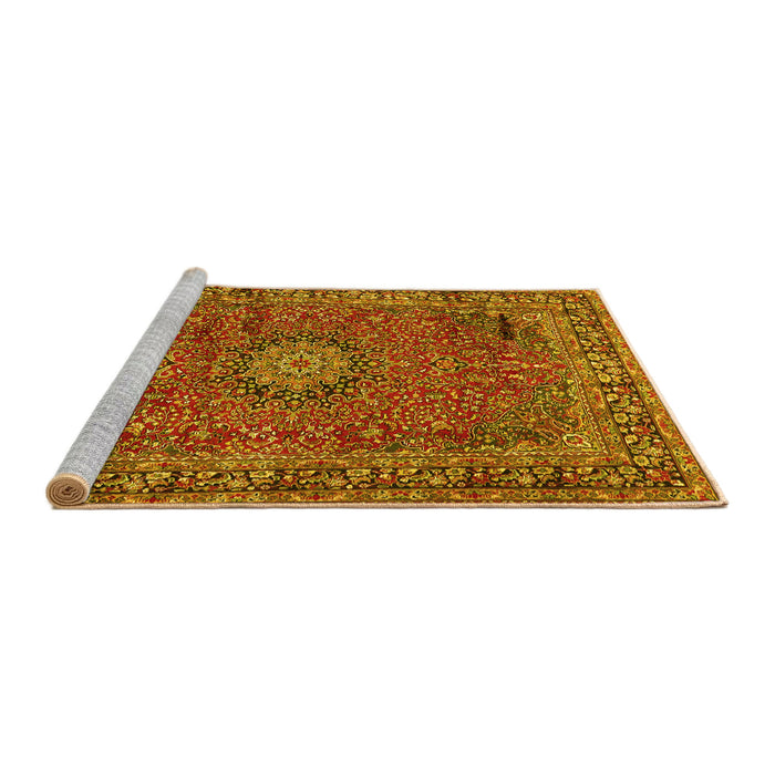 Sideview of Machine Washable Persian Yellow Traditional Rug, wshtr2651yw