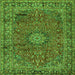 Round Machine Washable Persian Green Traditional Area Rugs, wshtr2651grn