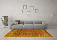 Machine Washable Persian Yellow Traditional Rug, wshtr2651yw