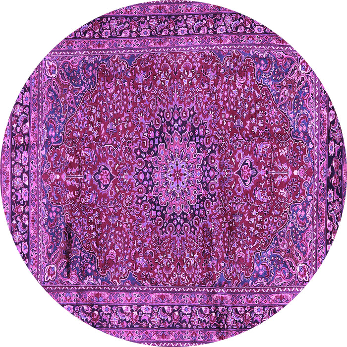 Round Machine Washable Persian Purple Traditional Area Rugs, wshtr2651pur