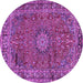 Round Machine Washable Persian Purple Traditional Area Rugs, wshtr2651pur