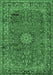 Machine Washable Persian Emerald Green Traditional Area Rugs, wshtr2651emgrn