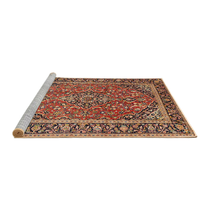 Sideview of Machine Washable Traditional Saffron Red Rug, wshtr2652