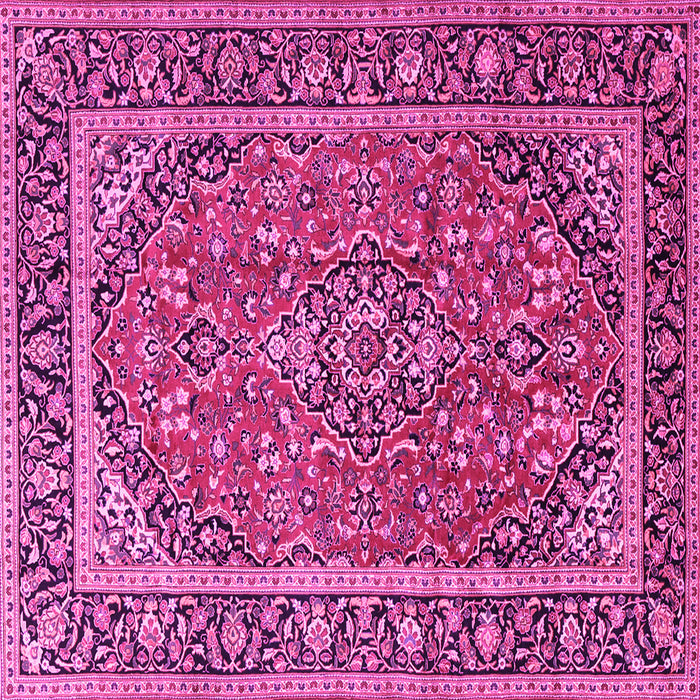 Square Machine Washable Persian Pink Traditional Rug, wshtr2652pnk