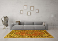 Machine Washable Persian Yellow Traditional Rug, wshtr2652yw