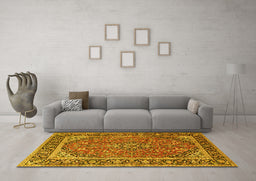 Machine Washable Persian Yellow Traditional Rug in a Living Room, wshtr2652yw