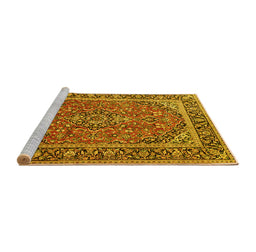 Sideview of Machine Washable Persian Yellow Traditional Rug, wshtr2652yw