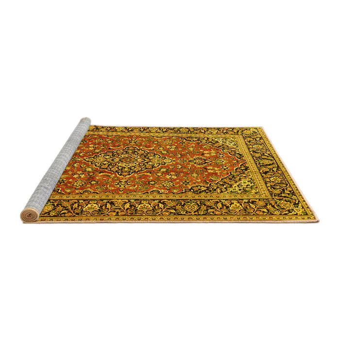 Sideview of Machine Washable Persian Yellow Traditional Rug, wshtr2652yw