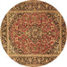 Round Persian Brown Traditional Rug, tr2652brn