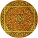 Round Persian Yellow Traditional Rug, tr2652yw