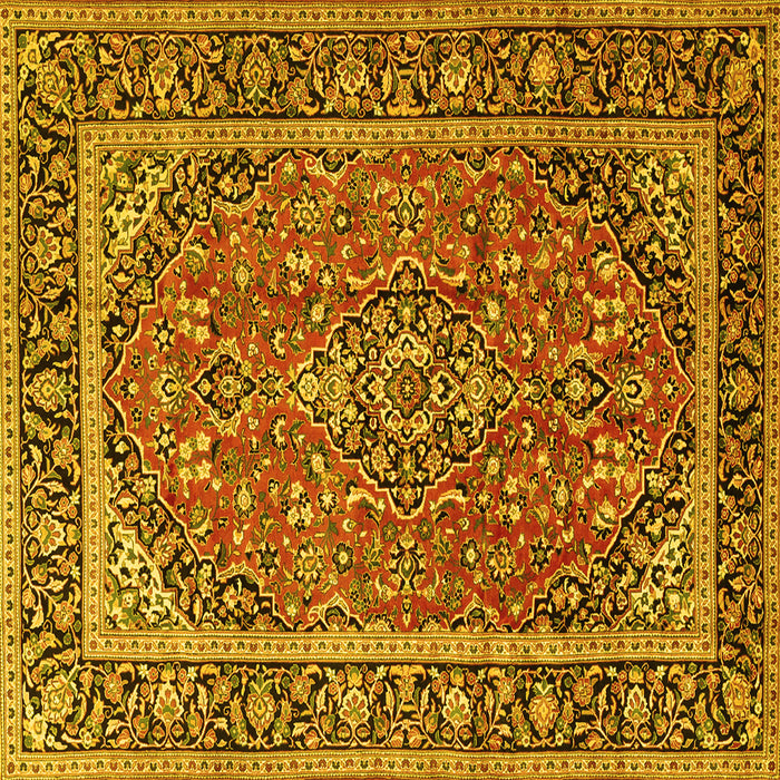 Square Machine Washable Persian Yellow Traditional Rug, wshtr2652yw