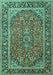 Machine Washable Persian Turquoise Traditional Area Rugs, wshtr2652turq