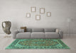 Machine Washable Persian Turquoise Traditional Area Rugs in a Living Room,, wshtr2652turq