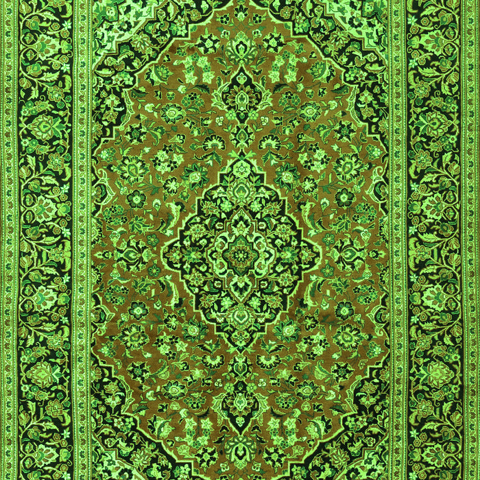 Serging Thickness of Machine Washable Persian Green Traditional Area Rugs, wshtr2652grn