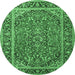 Round Persian Emerald Green Traditional Rug, tr2652emgrn