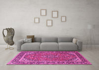 Machine Washable Persian Pink Traditional Rug, wshtr2652pnk