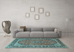 Machine Washable Persian Light Blue Traditional Rug in a Living Room, wshtr2652lblu