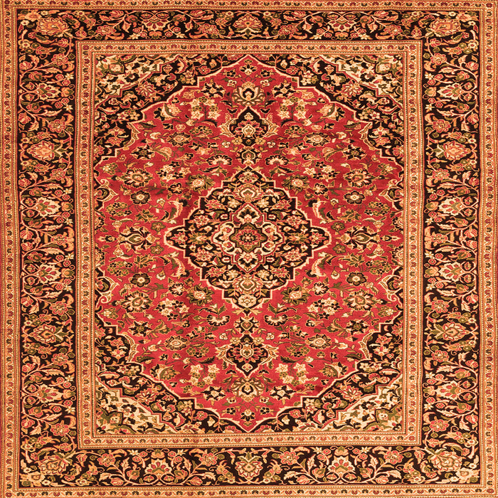 Round Machine Washable Persian Orange Traditional Area Rugs, wshtr2652org