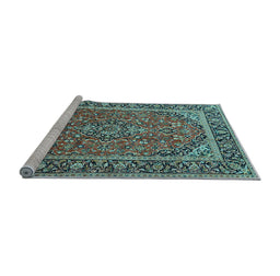 Sideview of Machine Washable Persian Light Blue Traditional Rug, wshtr2652lblu