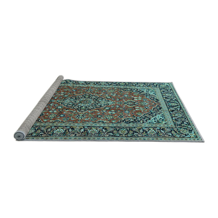 Sideview of Machine Washable Persian Light Blue Traditional Rug, wshtr2652lblu