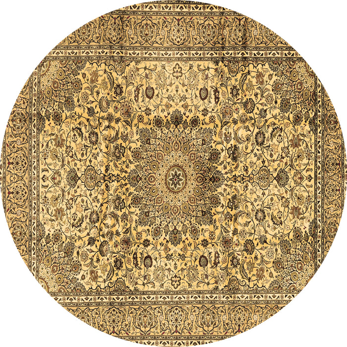 Round Medallion Brown Traditional Rug, tr2653brn