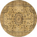 Round Medallion Brown Traditional Rug, tr2653brn