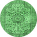 Round Medallion Emerald Green Traditional Rug, tr2653emgrn